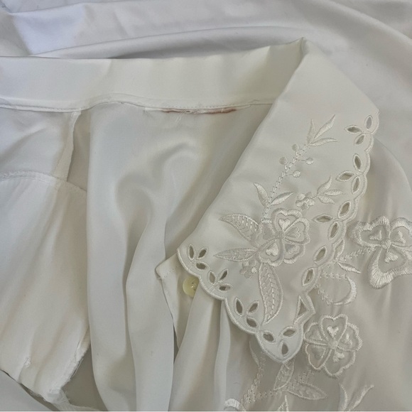 Vintage White Embroidered Short Sleeve Collar Blouse - Picture 6 of 10